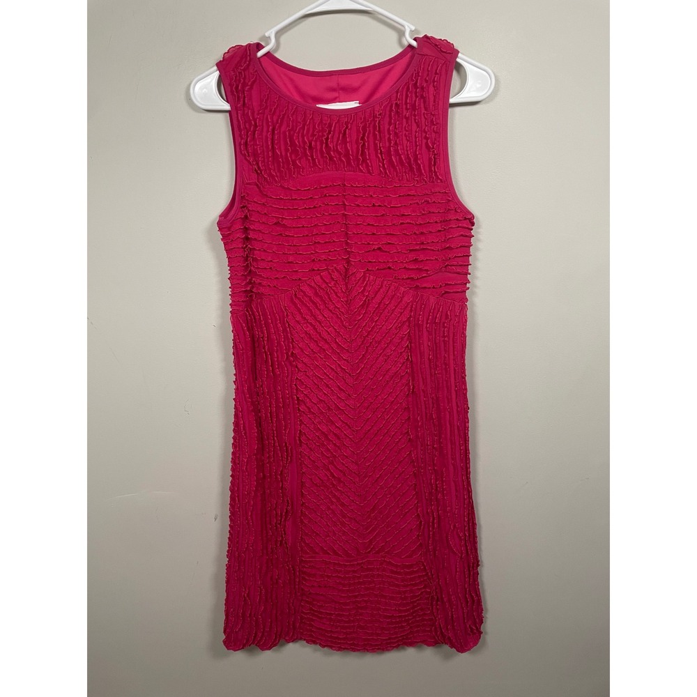 Joseph Ribkoff Pink Textured Sleeveless Dressโ Size 8 Feminine Ruffle Summer